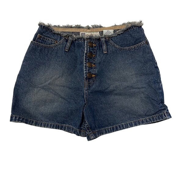 Faded Glory Frayed Hem Button-Fly Denim Shorts Size 6 Womens 100% Cotton Casual - Picture 1 of 7